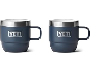 YETI Rambler 6 oz Stackable Mug, Stainless Steel, Vacuum Insulated Espresso/Coffee Mug, 2 Pack, Navy