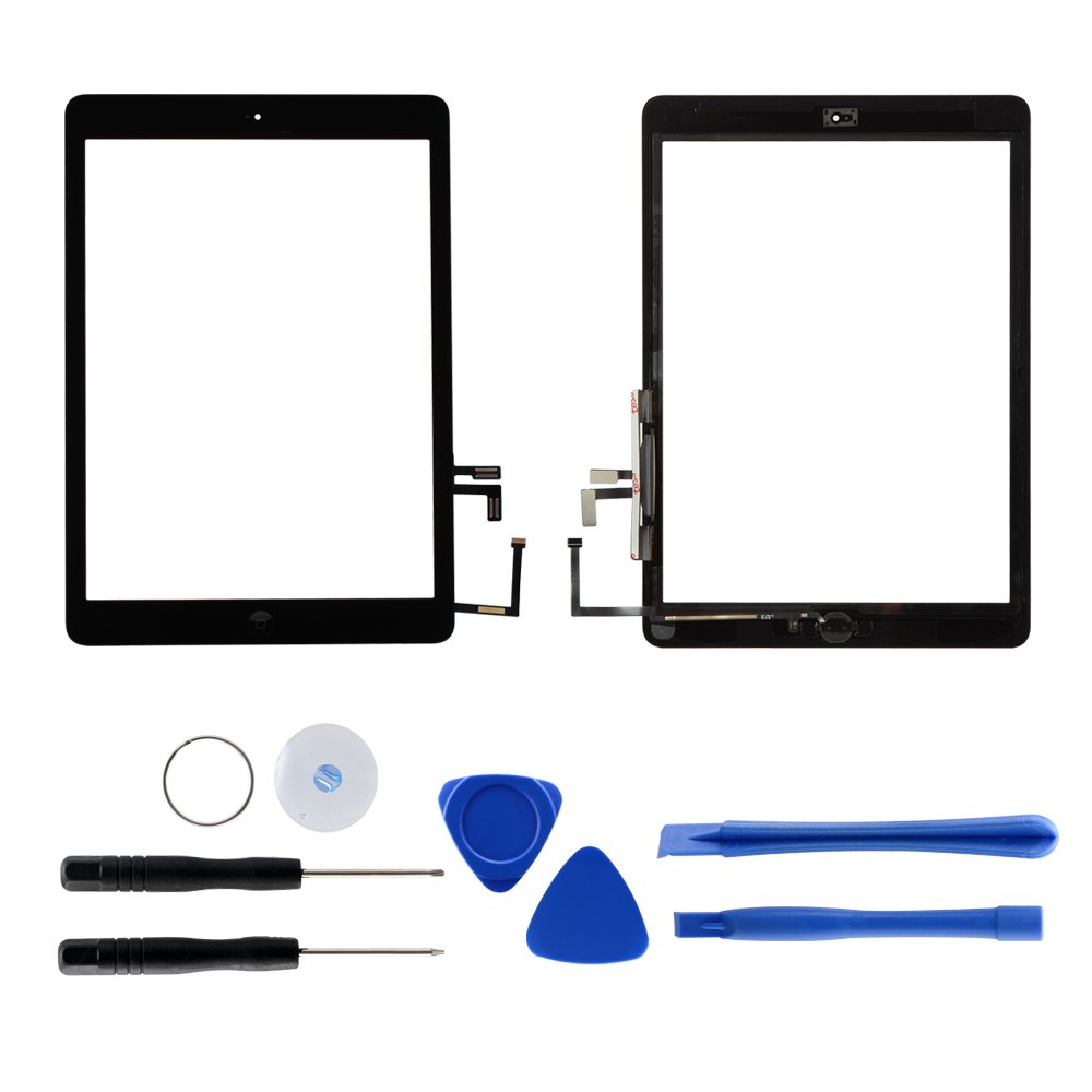For iPad Air 1 A1474 A1475 Touch Screen Digitizer Glass Replacement with Tools and Adhesive (Black)