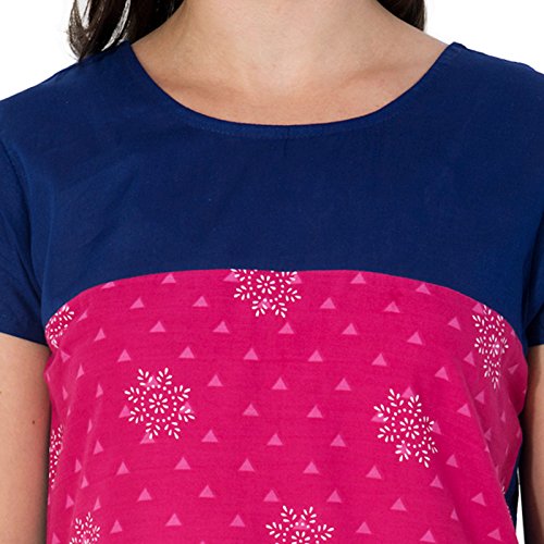 bluepocket kurti / kurta for women(cotton, cap sleeves, pink and blue)