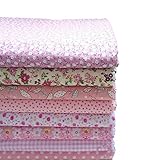 KINGSO 8PCS Cotton Fabric Bundles Quilting Sewing Patchwork Cloths DIY Craft 19.7x19.7inch Pink Series