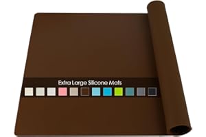 QPIX DIGITAL Extra Large Silicone Table Mat, Silicone Mat for Crafts Kids Dinner Placemat Desk Countertop Waterproof Protector Mats, Heat Insulation Kitchen Pastry Mat Rolling Dough Pad (Coffee, 23.6''x15.7'')