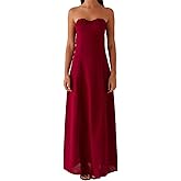 FEORJGP Women Summer Tube Top Long Dress Ruched Off Shoulder Midi Dress Sleeveless A-Line Evening Party Clubwear Maxi Dresses