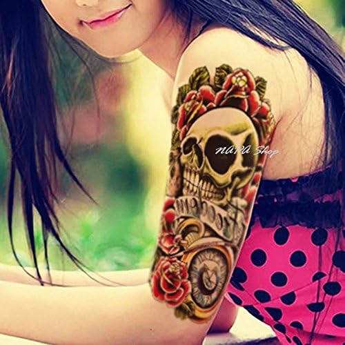 1PCS Sexy Product Skull and Flower Body Art Beauty Makeup Tattoo Waterproof Large Temporary Tattoo Stickers Fake Tatoo Transfer
