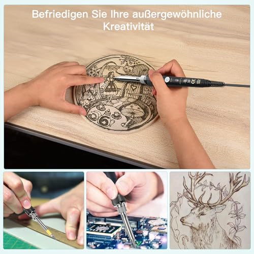 Pyrography Burner & Pyrography Soldering Iron Set - 54-in-1 Wood Burner for Engraving, 60 W, 200-480 °C, Brennpeter for Wood, Engraving Device, Burning Pen - Ideal for Professionals & Hobbies