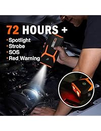 TACKLIFE 800A 18000mAh arrancador de arranque de coche, 12 V Auto batería Booster (hasta 6,5 L gas, 5,5L diésel de ingeniería), portátil Power Pack con carga rápida, pantalla LCD y brújula