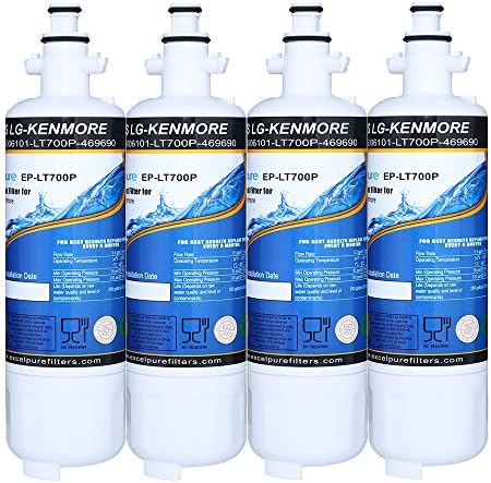Excelpure Refrigerator Water Filter Replacement Cartridge Compatible with LG LT700P, ADQ36006101, ADQ36006102, Kenmore 469690, Water Sentinel WSL-3 and more (4 PACK)