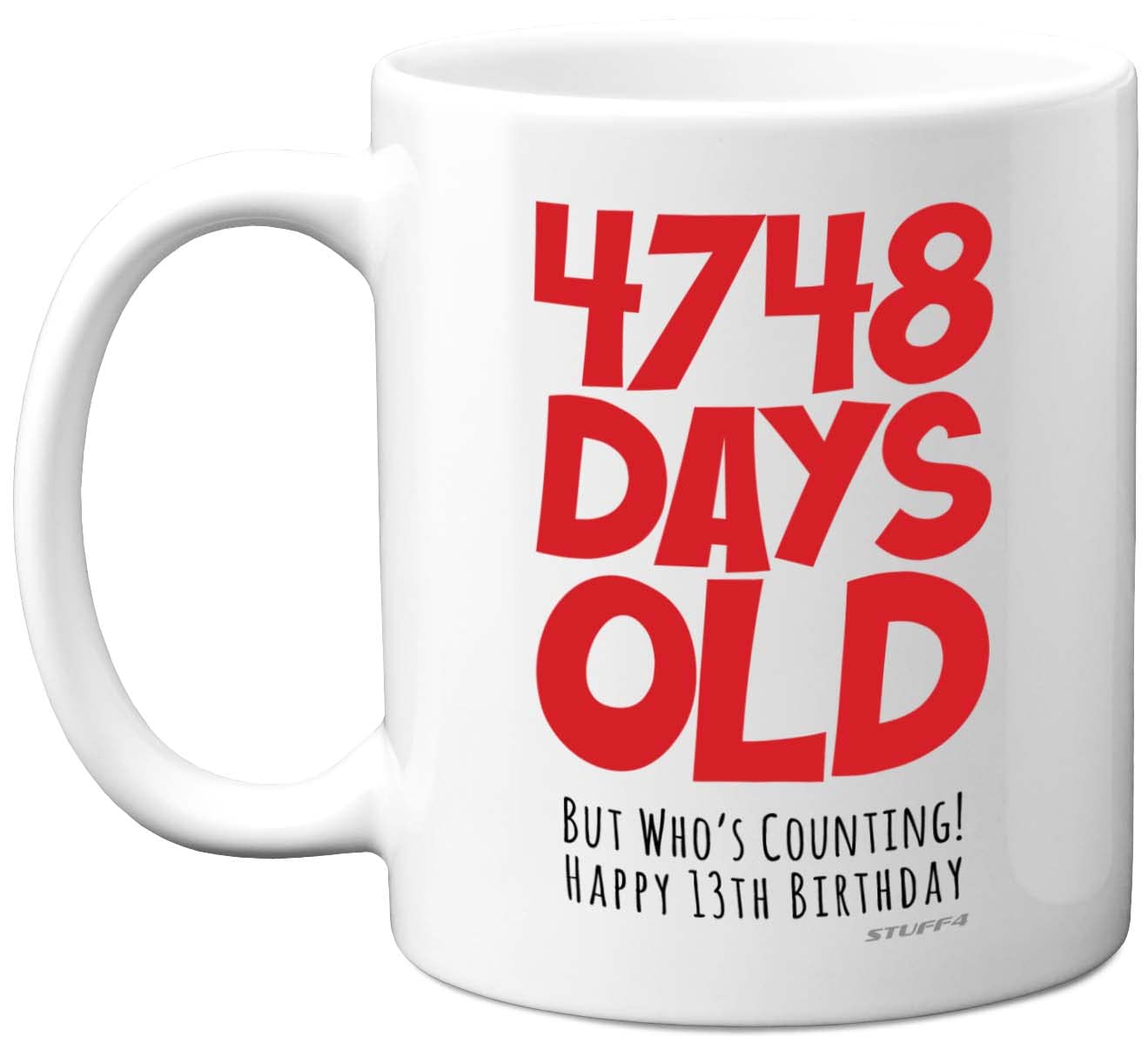 13th Birthday Mug Gift for Boys Girls Him Her - 4748 Days Old - Funny Teenager Thirteen Thirteenth Happy Birthday Present for Brother Sister Son Daughter Cousin, 11oz Ceramic Dishwasher Safe Mugs