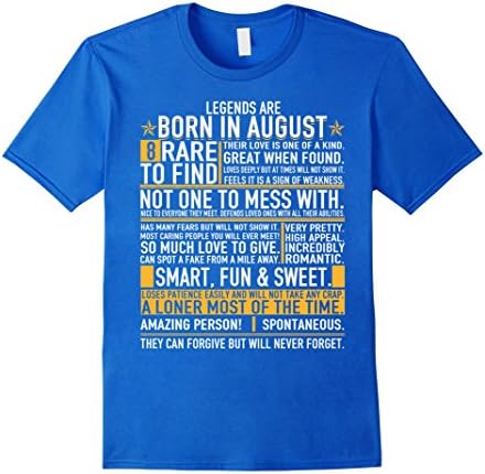 Mens Legends Are Born In August T-Shirt Medium Royal Blue