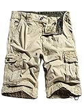 WenVen Men's Active Cargo Shorts Cotton Outdoor Wear Lightweight (WV3229 Light Khaki,34)