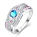 Veunora 925 Sterling Silver Created 5x5mm Blue and Pink Topaz Filled Twisted Ring Band for Women Size 8