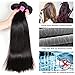 VRBest Hair Virgin Brazilian Straight Human Hair Extensions 3 Bundles Unprocessed Brazilian Virgin Hair Weave Bundles Natural Black Color (14 16 18)