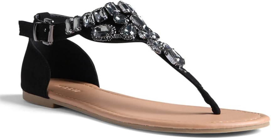 gemstone t strap sandals