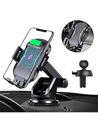 SANCEON   Cargador de coche inalámbrico de fijación automática, 7,5 W 10 W Qi Fast para salpicadero de ventilación, compatible con iPhone XS XS Max XR X 8 8Plus, Samsung Galaxy S10 S10+ S9 S9+ S8
