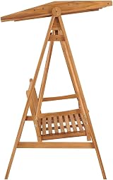 vidaXL Teak Wood Swing Bench Outdoor Garden Patio Furniture Durable view 7