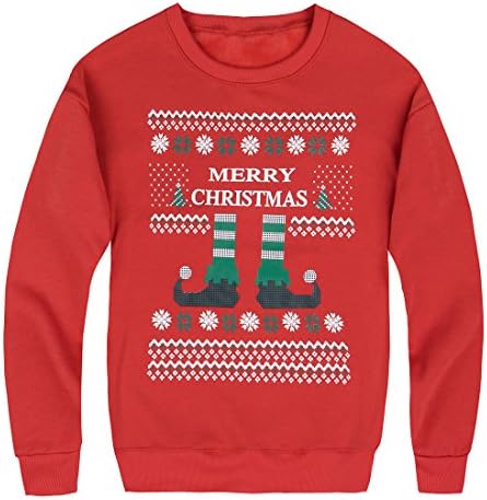 Dudebabe Women's Christmas Santa Claus Print Sweatshirt Round Neck Shirt Top Red B L