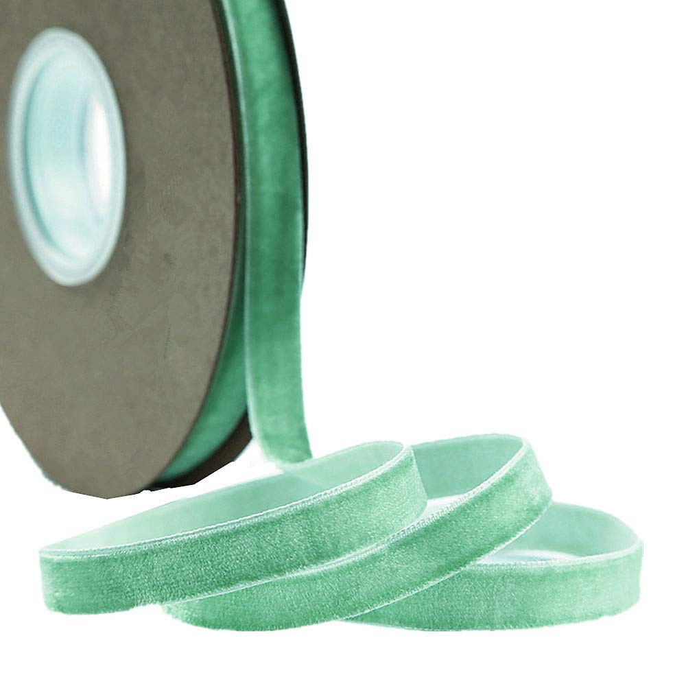 Velvet Ribbon for Crafts, 20 Yard, 3/8, 5/8, 1 Inch Widths, Multicolour (Teal, 15mm) — image 1