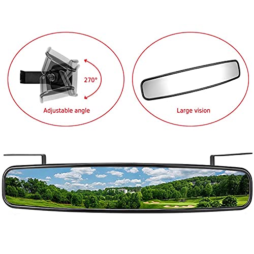 Kemimoto Golf Cart Rear View Mirror, 17" Extra Wide Panoramic Rearview