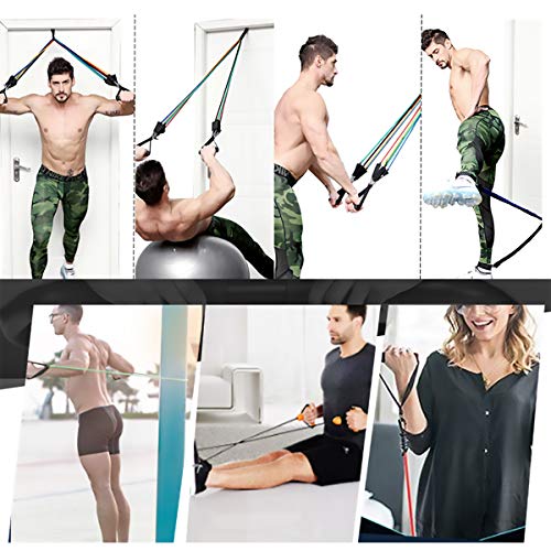 12 Pcs Resistance Band Set Men/Women, Resistance Band 5 Resistance Levels with Anchor Handles Ankle Straps 8-Shape Band for Training, Fitness, Home Gym, Yoga, Workout Bands, Up to 150 lbs