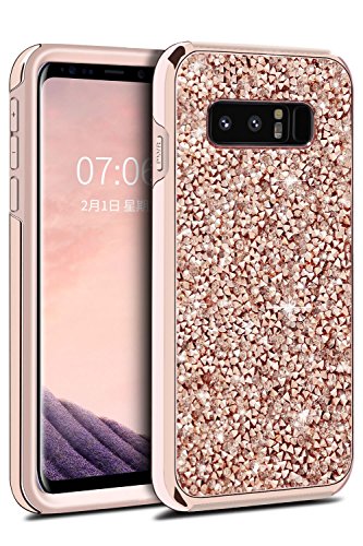 Galaxy Note 8 Case, Note 8 Case, Dairnim Glitter Sparkle Bling Rhinestone Cover [Hybrid Hard PC&amp; Soft TPU] Anti-Scratch Shockproof Heavy Duty Bumper Case for Samsung Galaxy Note 8 (Champagne Gold)