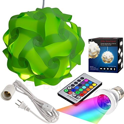 Puzzle Lights Kit, Modern Jigsaw Puzzles Lamp with 12 Feet Cord and Remote Control 16 Color Changing LED Light Bulb Kit, S Size, Green