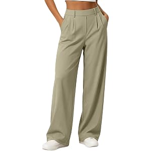 YANEAGOILED Womens High Waist Dress Pants Business Casual Work Office Pants Wide Leg Stretchy Lounge Trousers Loose Clothes