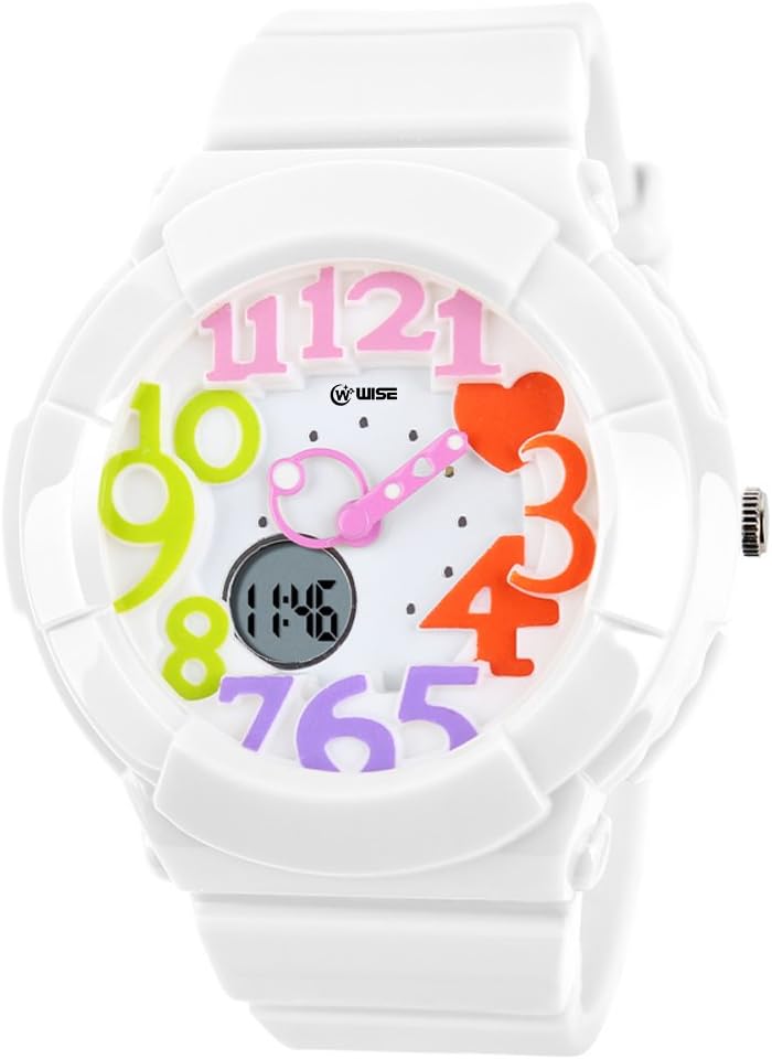 Girl Watches, Boys Watch, LED Digital Analog Watch, Waterproof Sports Watch for Children White