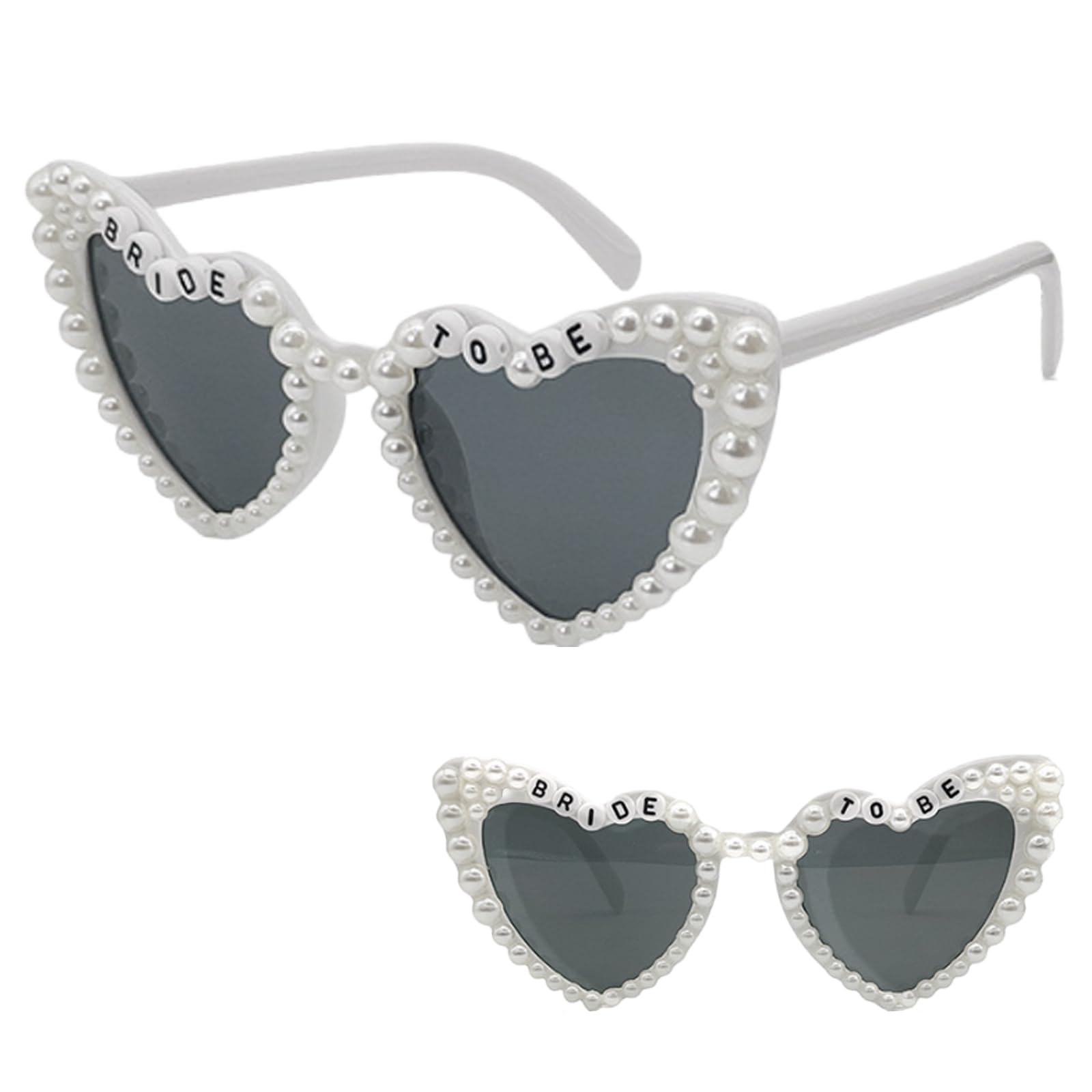 YNR Bride to Be Heart-Shaped Pearl Sunglasses, Vintage Fashion Bride Sunglasses for Wedding, Hen Party, Bachelorette Party