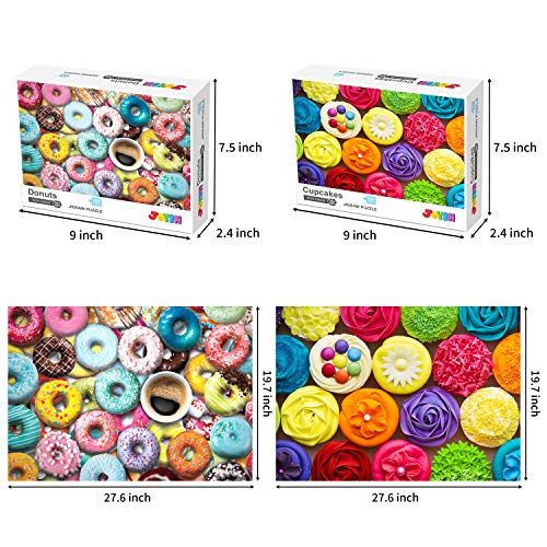 JOYIN 2 Packs 1000 Pcs Donuts and Cupcakes Puzzles, Seamless Snacks