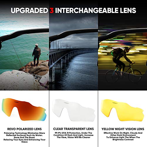 BATFOX Polarized Sports Sunglasses Glasses TAC Running Cycling Baseball Fishing Golf Softball Outdoor for Men Women Youth Interchangeable Lenses Tr90 Unbreakable Frame 100% UV Protection(Colorful) - Thumbnail 2