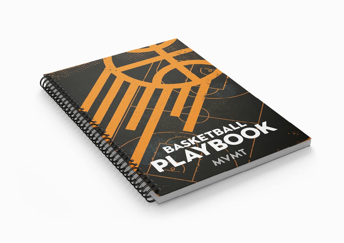 Basketball Playbook by MVMT Sports. 380 court diagrams in an A5 planner for basketball coaches. Capture plays, drills and scouts.