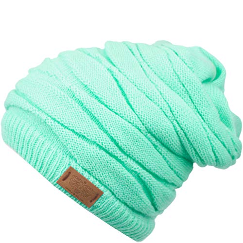 ANGELA & WILLIAM Women's Casual Knit Multi Purpose Winter Thick Warm Slouchy Headwrap Beanie Cap Hat (Mint)