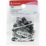Singer 00296 Size 1 and 2 Professional Style Black and White Safety Pins 25 Ct