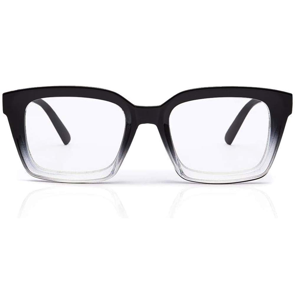 JiSoo Reading Glasses 3.0 Women Men Designer Oversized Readers,Ladies Reading Glasses 3.0+ Large Frame，3.0 Black/transparent