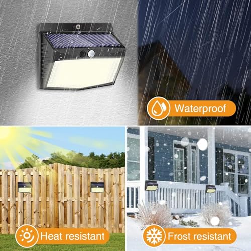 Peasur Solar Lights for Outdoor Use with Motion Sensor, [Pack of 3] Solar Lamp Outdoor 180° Super Bright Solar Light with Motion Sensor Security Wall Light 3 Modes IP65 Waterproof Wall Light Garden