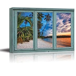 Gorgeous Sunset on a Tropical Island Beach Vacation - Canvas Art Home Art - 24x36 inches