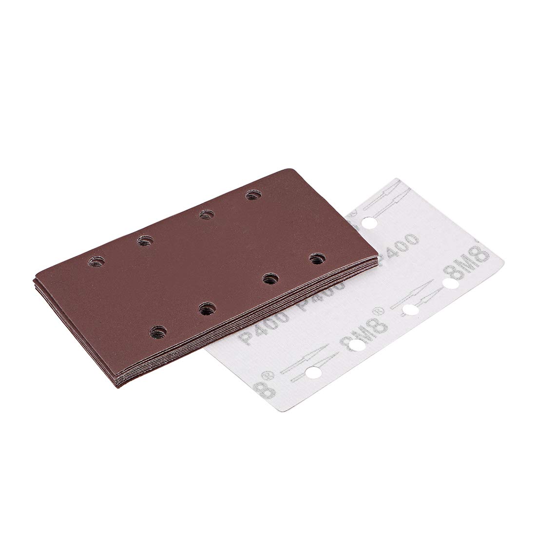 sourcing map 400 Grit 1/3 Sanding Sheet Sander Sandpaper Hook and Loop Pads 8 Hole 10pcs