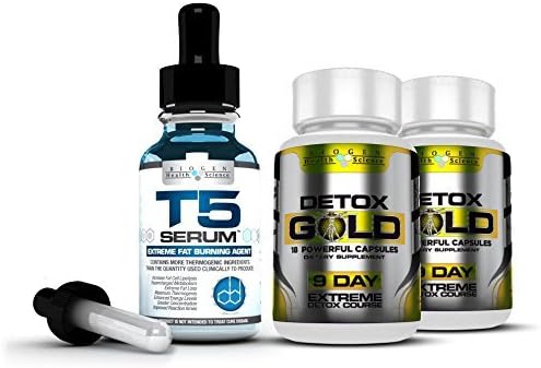 Biogen Health Science Complete Detox &amp; Slimming / Weight Loss Bundle - T5 Fat burners Serum XT &amp; Detox Gold: (Maximum Strength 1 Month Supply) by Biogen Health Science