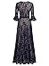 MISSMAY Women's Vintage Full Lace Contrast Bell Sleeve Formal Long Dress