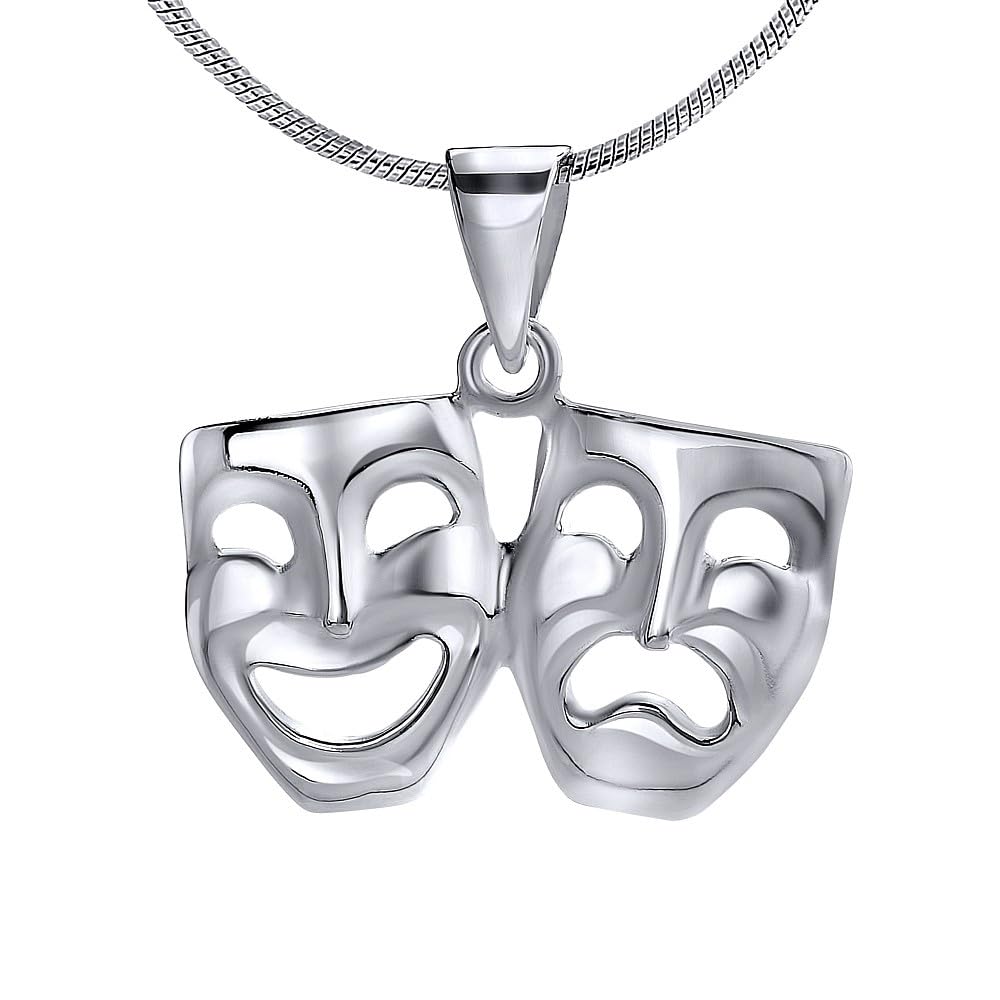 SILVEGO 925 Sterling Silver Pendant Theatre Masks