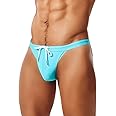 MIZOK Men's Sexy Low Rise Swimsuits Bikini Swimming Briefs Swimwear with Adjustable Drawstring