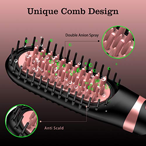 Hair Straightener Brush,Hizek One Step Hair Dryer Brush Ionic Blow Dryer Brush with Anti-Scald,3 Heating Settings for Hair Styling & Silky