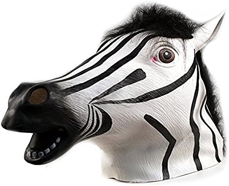 HRToys Deluxe Novelty Halloween Costume Party Latex Animal Head Mask (Zebra)