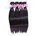 Perstar 8A Grade Brazilian Virgin Hair Straight Remy Hair 4 Bundles Remy Human Hair Weaves Natural Black (18 20 22 24, Natural Color)