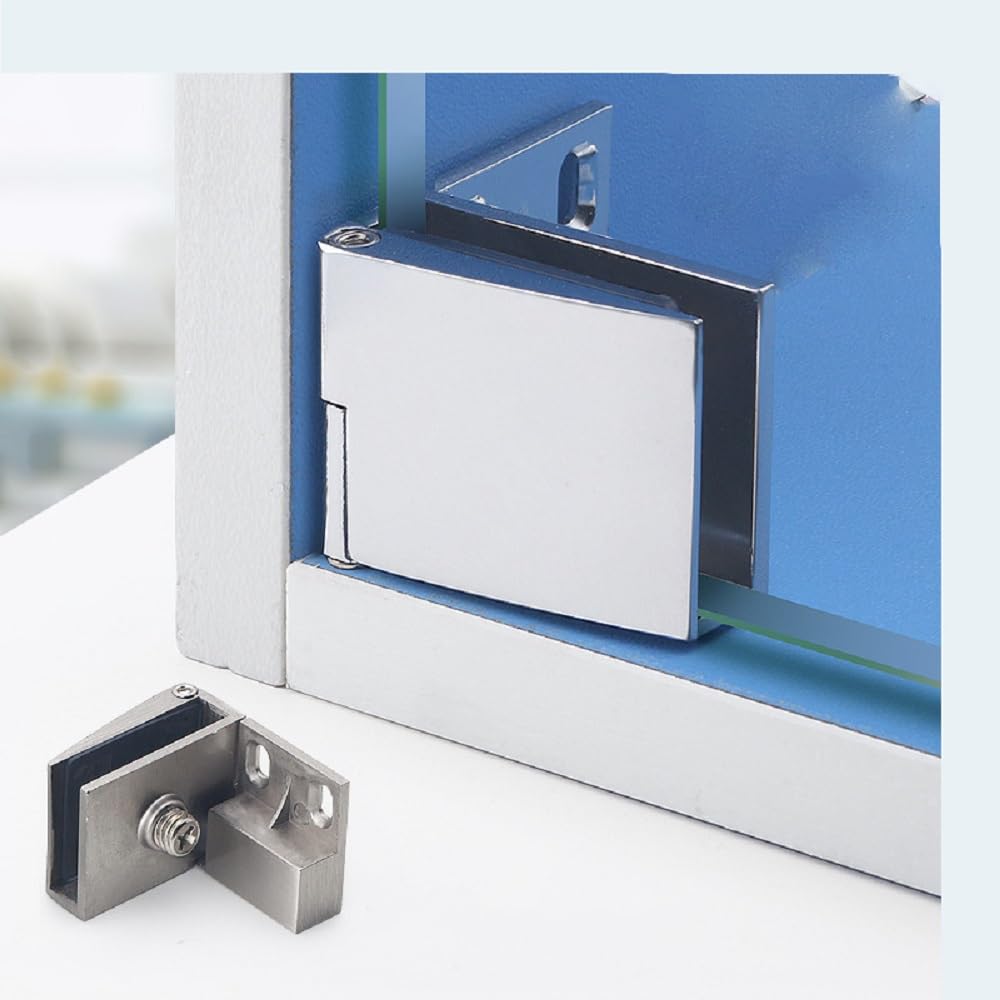 2 Pieces Glass Door Hinge, Wine Cabinet Display Hinge, Suitable for 3-5mm Door Clamps (Silver)