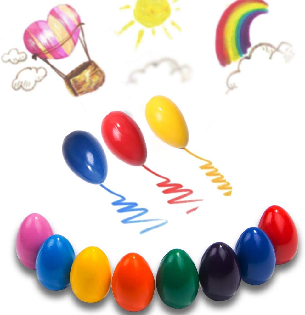 Dmeixs Crayons for Toddlers Palm Grip Crayons for Kids 9 Colors Washable Crayons Non Toxic Paint Crayons Egg Sticks Stackable Toys for Baby,Children Boys and Girls