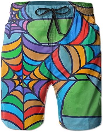 Spider Web In Color Men's Tropical Quick Dry Board Shorts Bathing Suits Swimwear Volley Beach Trunks