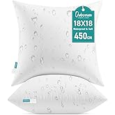 Oubonun 18x18 Waterproof Outdoor Pillow Inserts – Set of 2 Soft & Fluffy, Water Resistant Throw Pillows for Patio, Garden, Porch, or Indoor Decorative