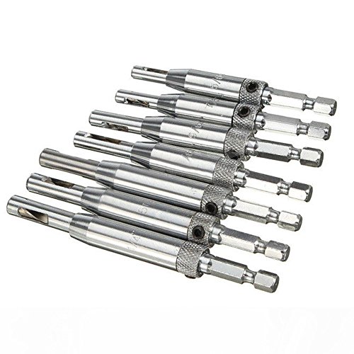 Ginode 7PCS 1/4" Hex Shank Self Centering Hinge Drill Bits 5/64'',7/64'',9/64'',11/64'',13/64'',1/4'',5mm+6 Pcs Countersink Drill Bit