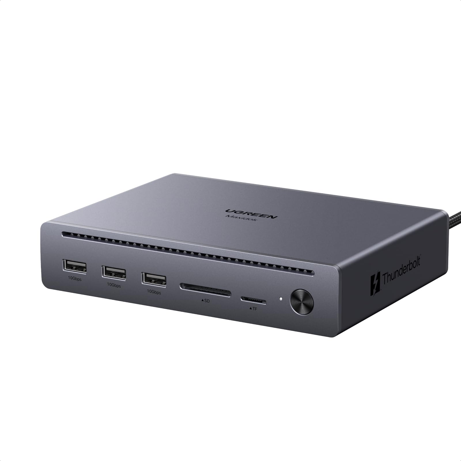 UGREEN Maxidok Thunderbolt 5 Dock, Dual 6K@60Hz/ 4K@120Hz, 120Gbps Datentransfer, 3*USB A Ports, 100W Aufladen, SD&TF Kartenleser, Ethernet, TBT5 Dock für TBT5/4 MacBooks and Windows-Laptops