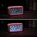 Peakeep Digital Alarm Clock with 2 Alarms for Workdays, Indoor Temperature and Smart Night Light, Battery Operated Only (Pink)